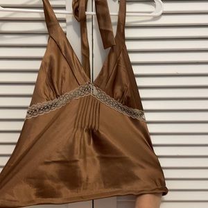 Brown silk halter top